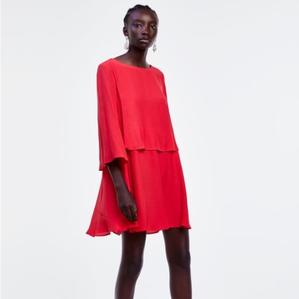 Zara Flair Sleeve Dress with Overlay